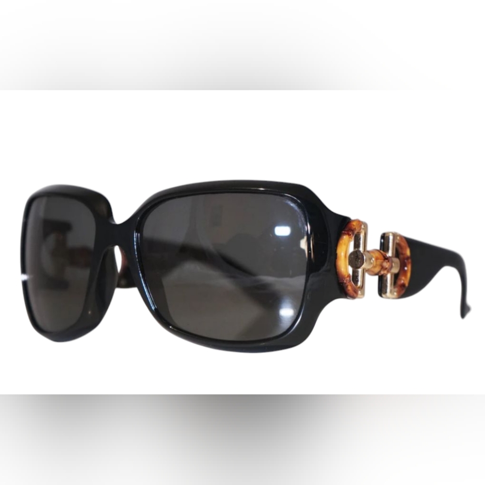 Gucci Black and Gold Oversized Sunglasses